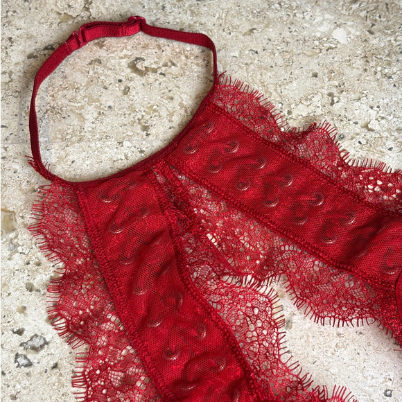 Victoria's Secret Very Sexy Red Corset Look Halter Keyhole Bralette XS NWOT - Picture 4 of 5